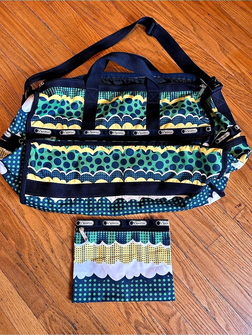 LeSportSac weekender Travel Bag in Blue + green + yellow